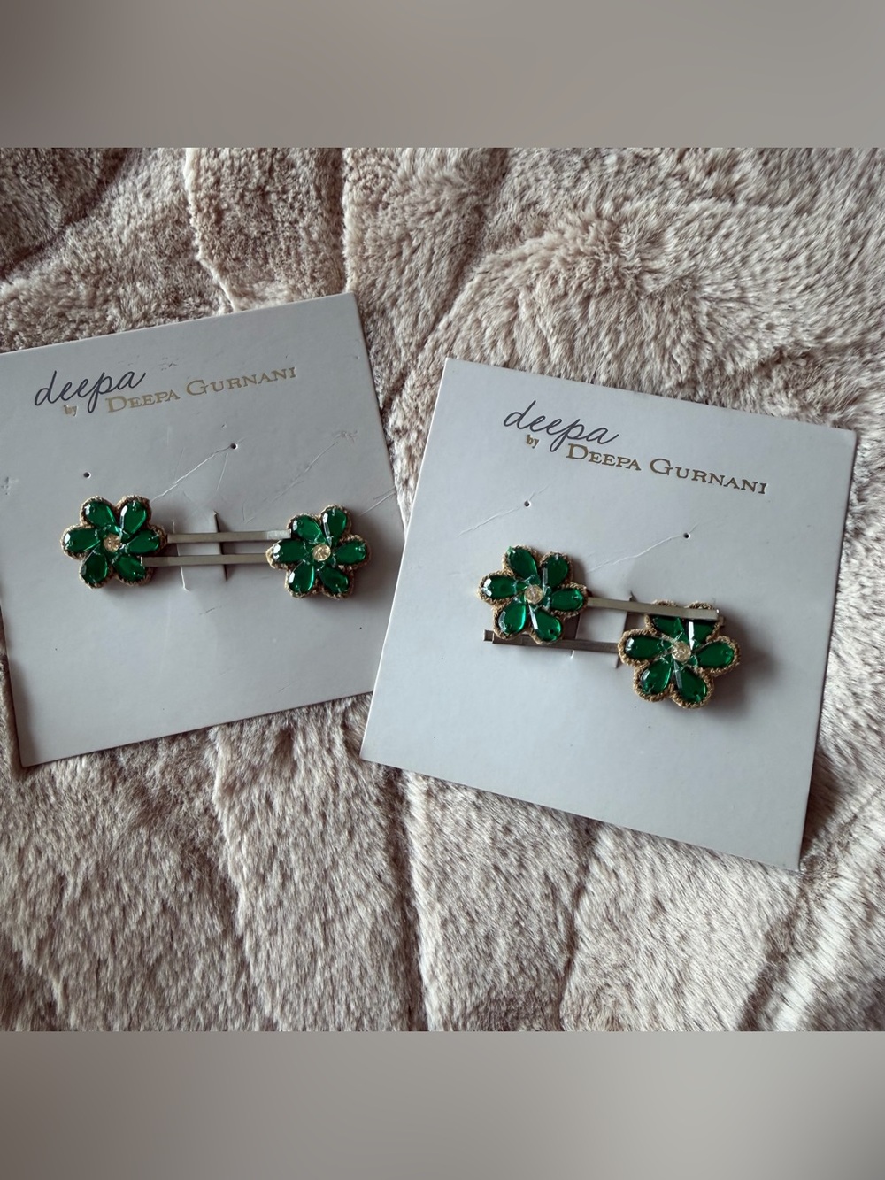 Deepa gurnani Green Floral Hair Pins - Set of 2 (4 total)